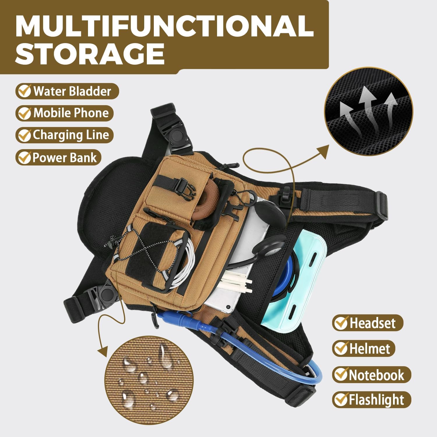 Thumbnail 2 de Criuage USA Patent Hydration Vest Backpack: 2.0L Chest Pack for Endurance Activities