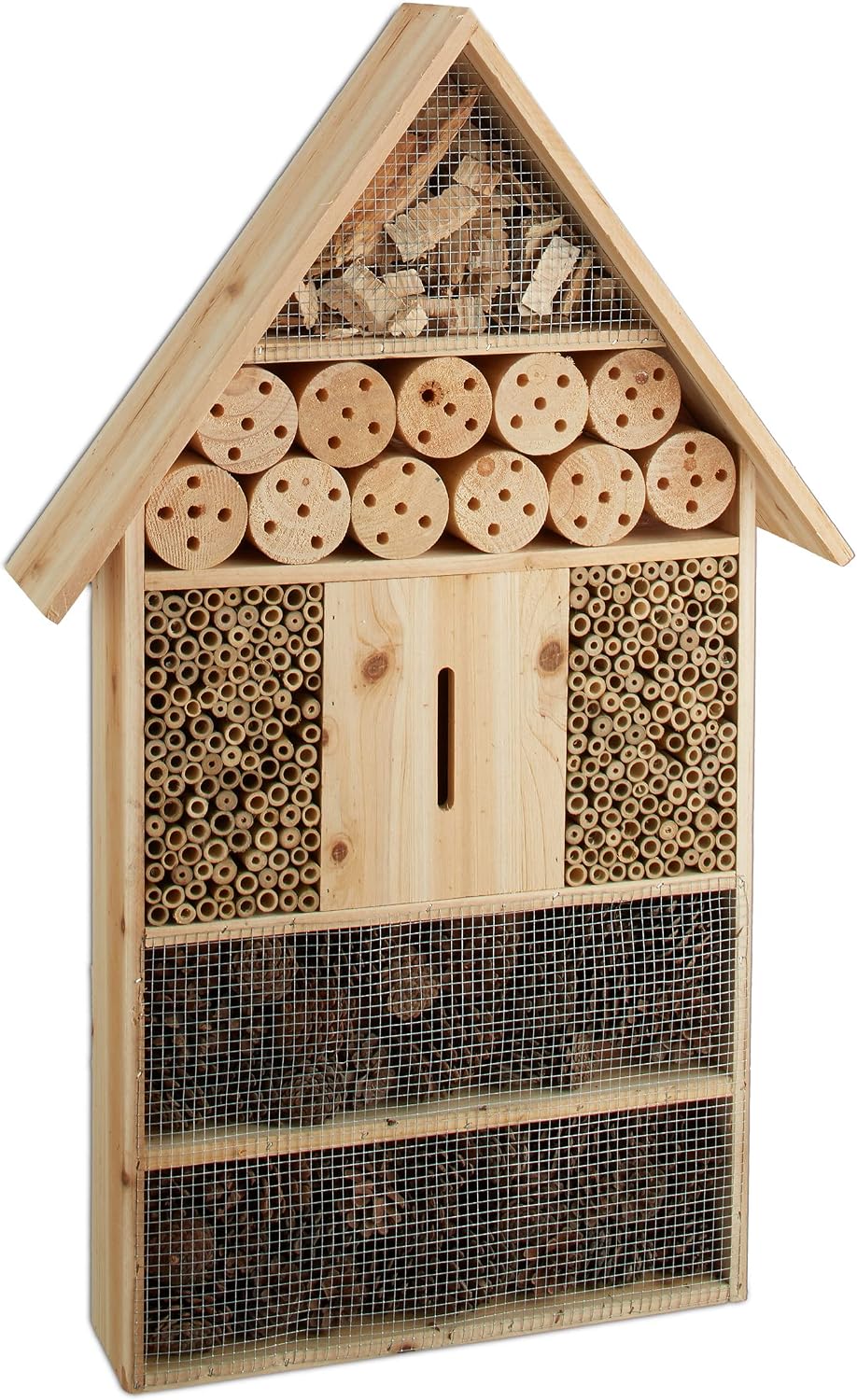 Detalle de Relaxdays Free-Standing XL Insect Hotel – Nest Help for Bees, Butterflies and Ladybirds