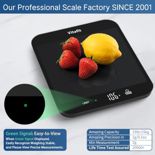 Detalle de Vitafit 15kg Bilancia Cucina Digitale – piattaforma 215x180 mm, precisione 1 g