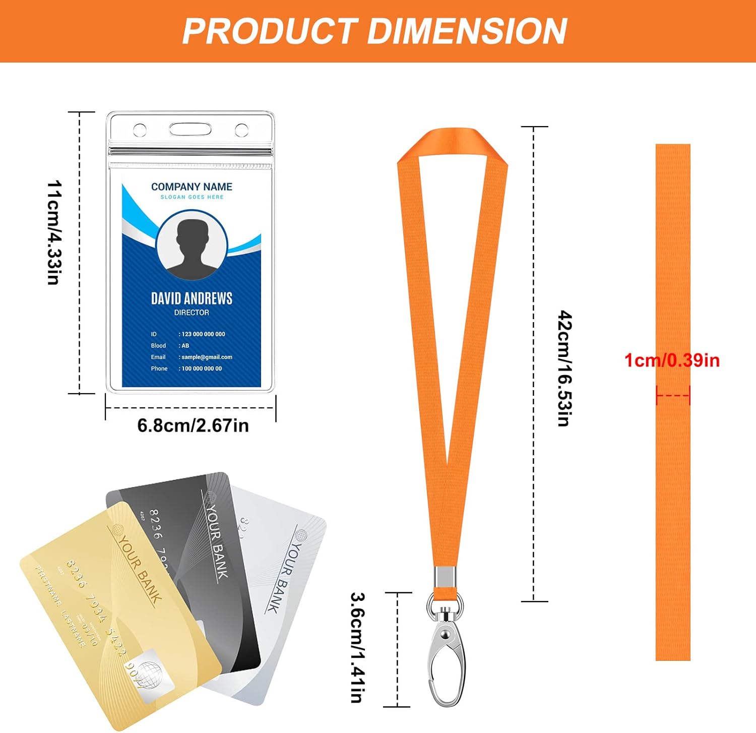 Thumbnail 1 de 10 Sets Badge Card Holders with Lanyards 📎