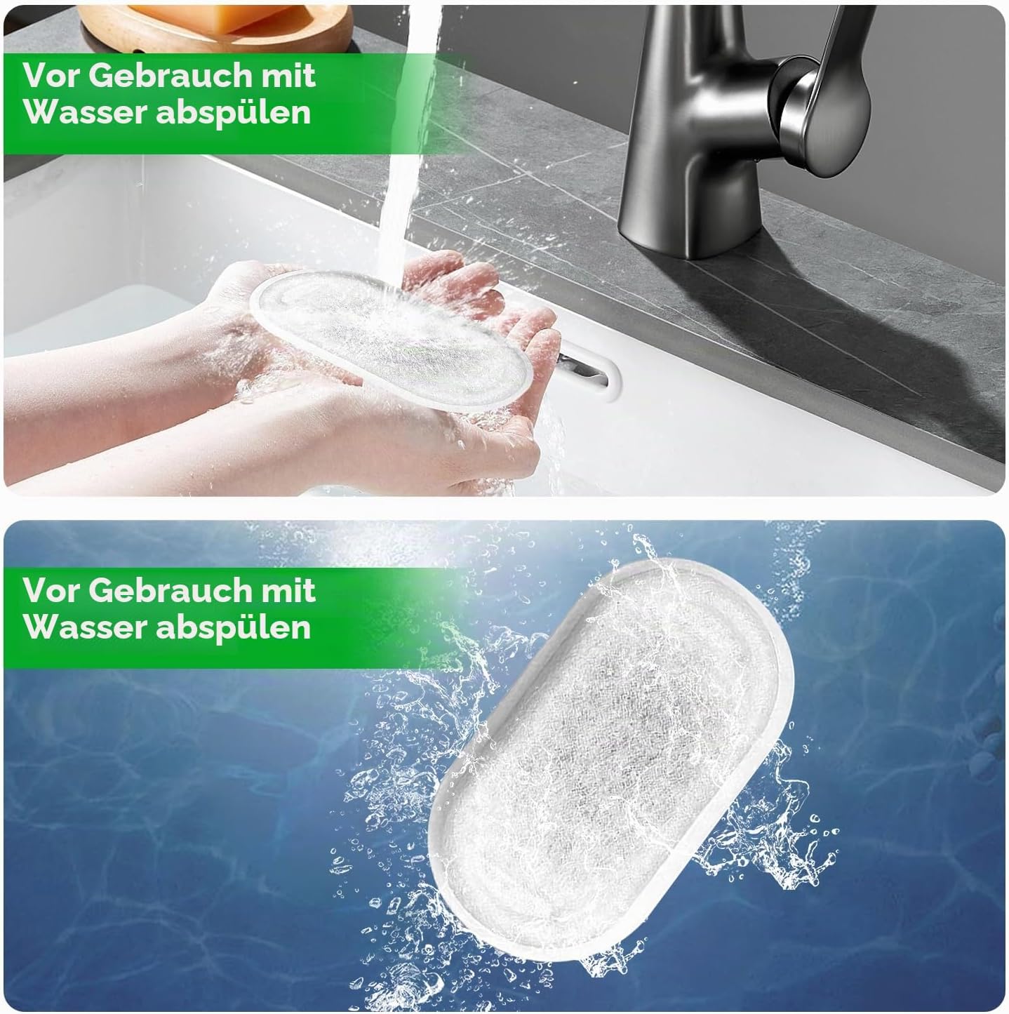 Detalle de 20er Katzenbrunnen Filter-Set aus Edelstahl-kompatiblen Filtern (10 Aktivkohle- & 10 Schaumstofffilter)
