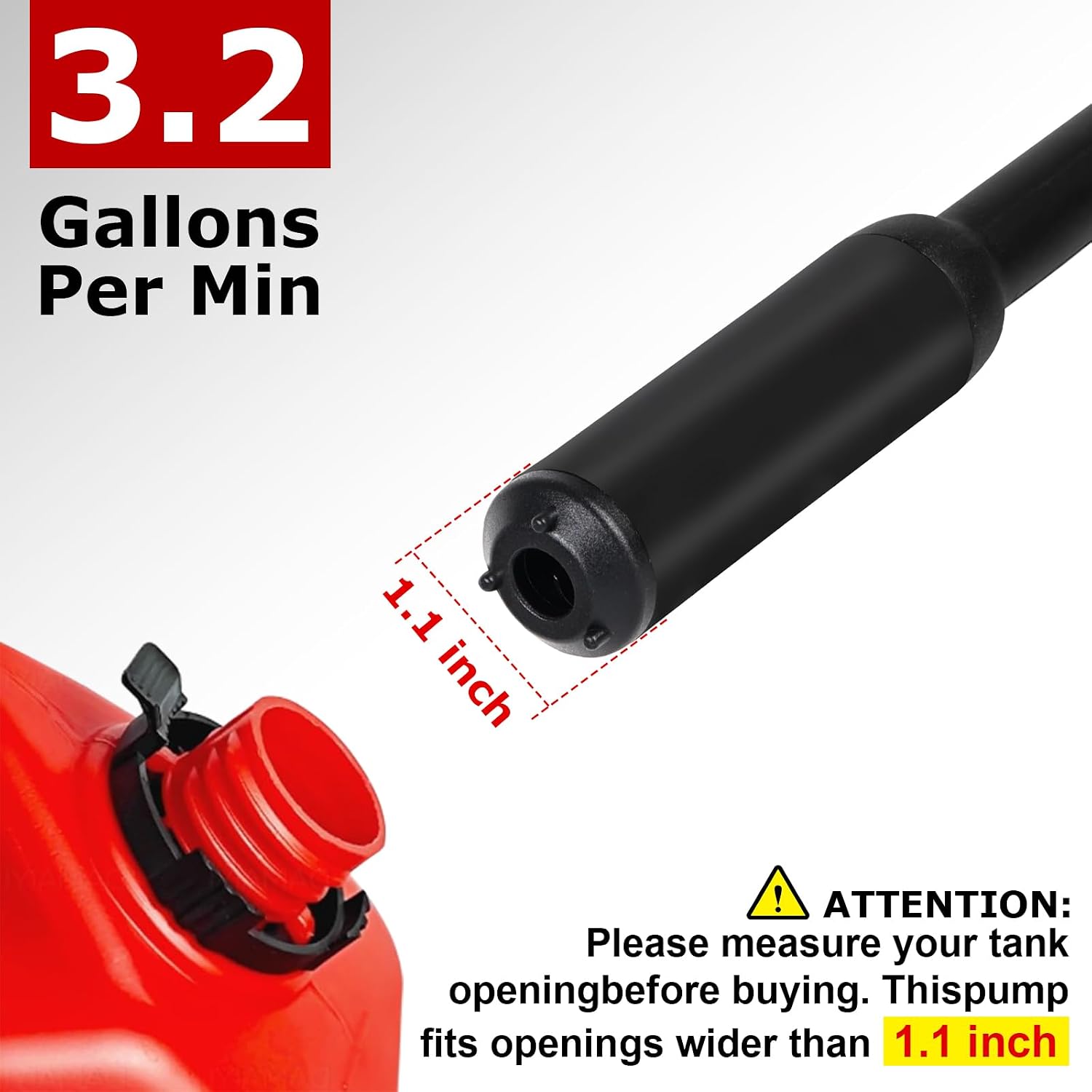 Detalle 2 de innhom 3.2GP Battery Powered Fuel Transfer Pump (12 L/min) with 54" Leak-Proof Hose