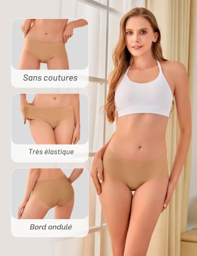 Detalle de Memouniva Culotte femme sans couture, lot de 6, élastique et invisible