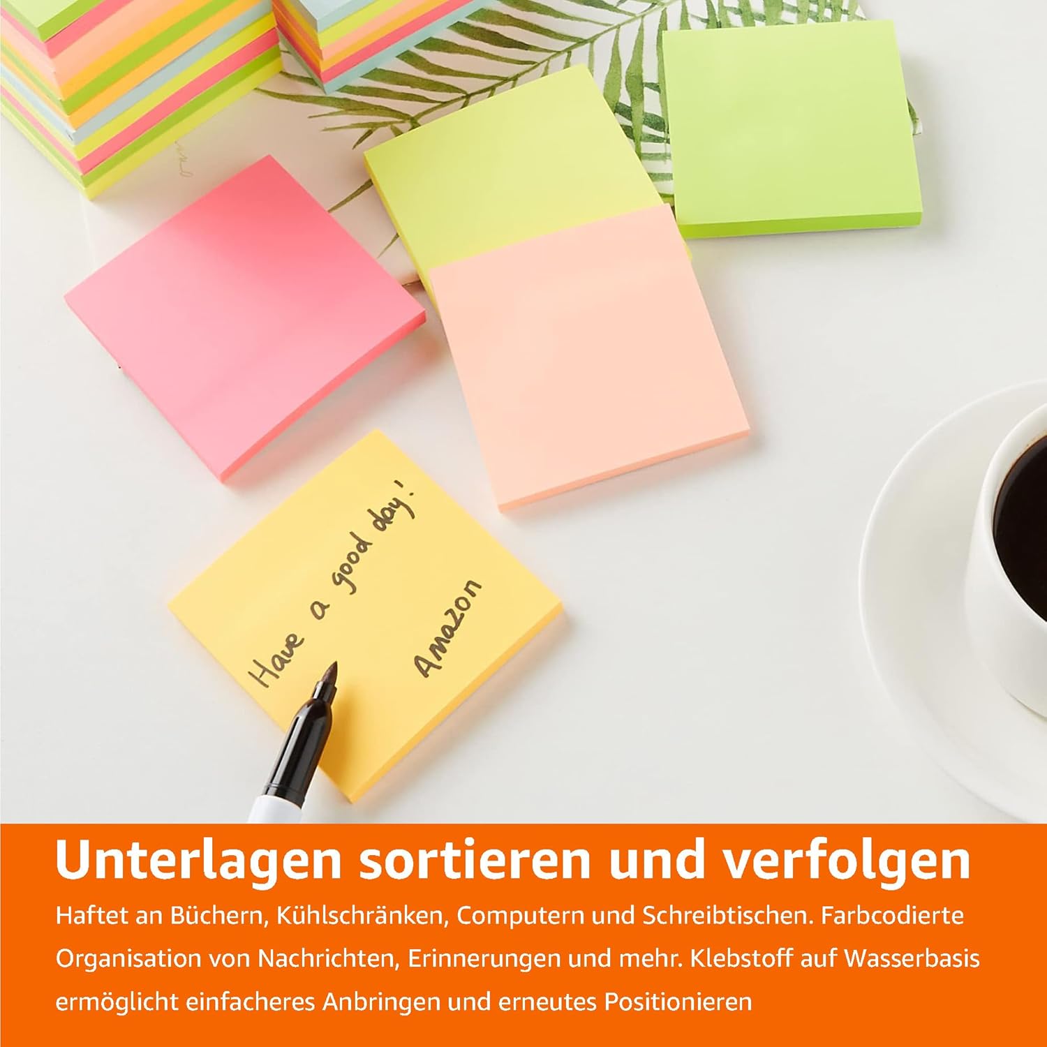 Thumbnail 6 de Amazon Basics Quadratisch Mini-Haftnotizen 7,6 × 7,6 cm, 24 Stück gemischt