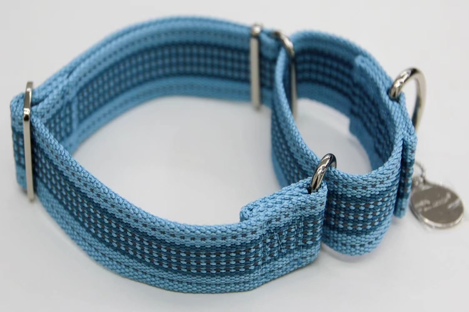 Detalle de Dazzber 1.5" Martingale Dog Collar for Medium to Large Dogs (Baby Blue, M) – Escape-Proof, Reflective Nylon