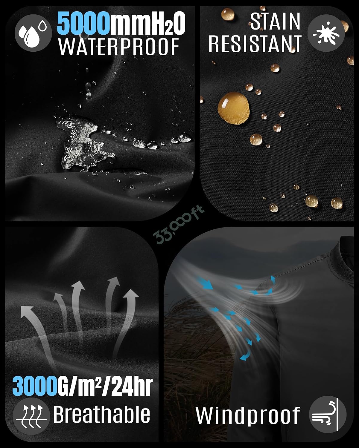 Detalle de 33,000ft Bomberjacke Herren 5000 mm wasserdicht