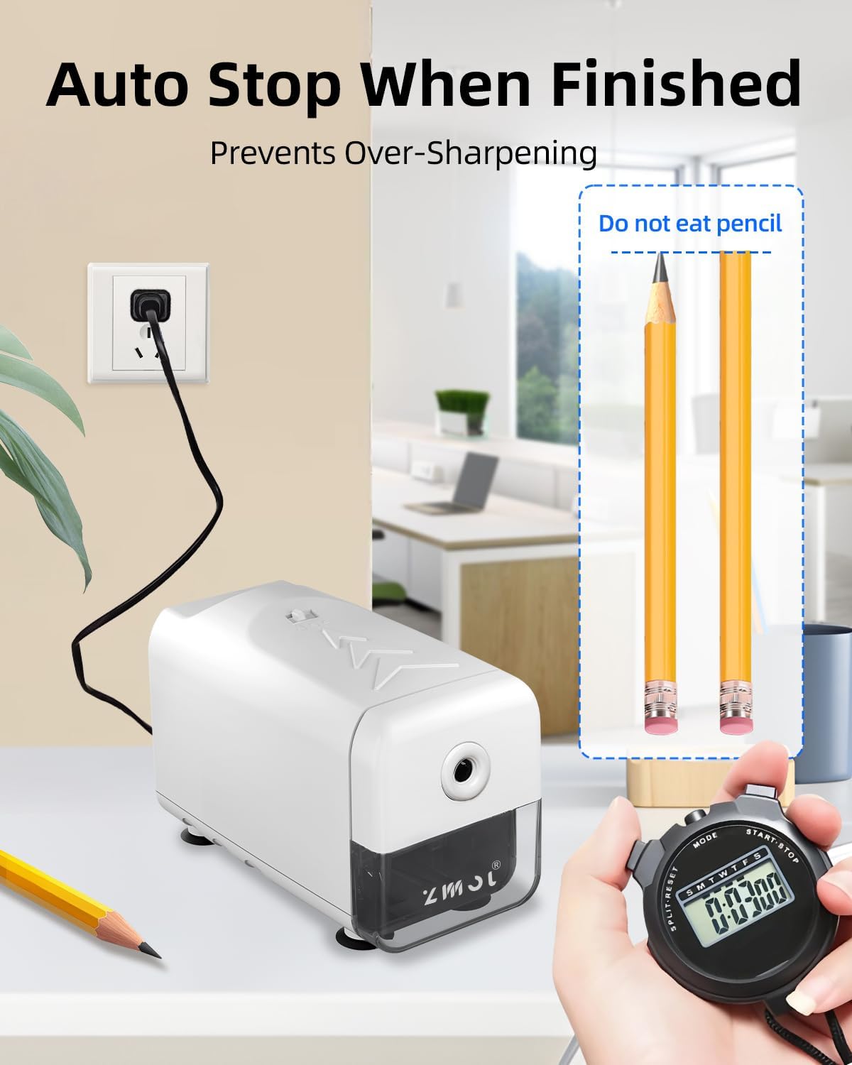 Thumbnail 1 de ZMOL Electric Pencil Sharpener: Heavy‑Duty, 3 Sharpening Settings and Auto Stop