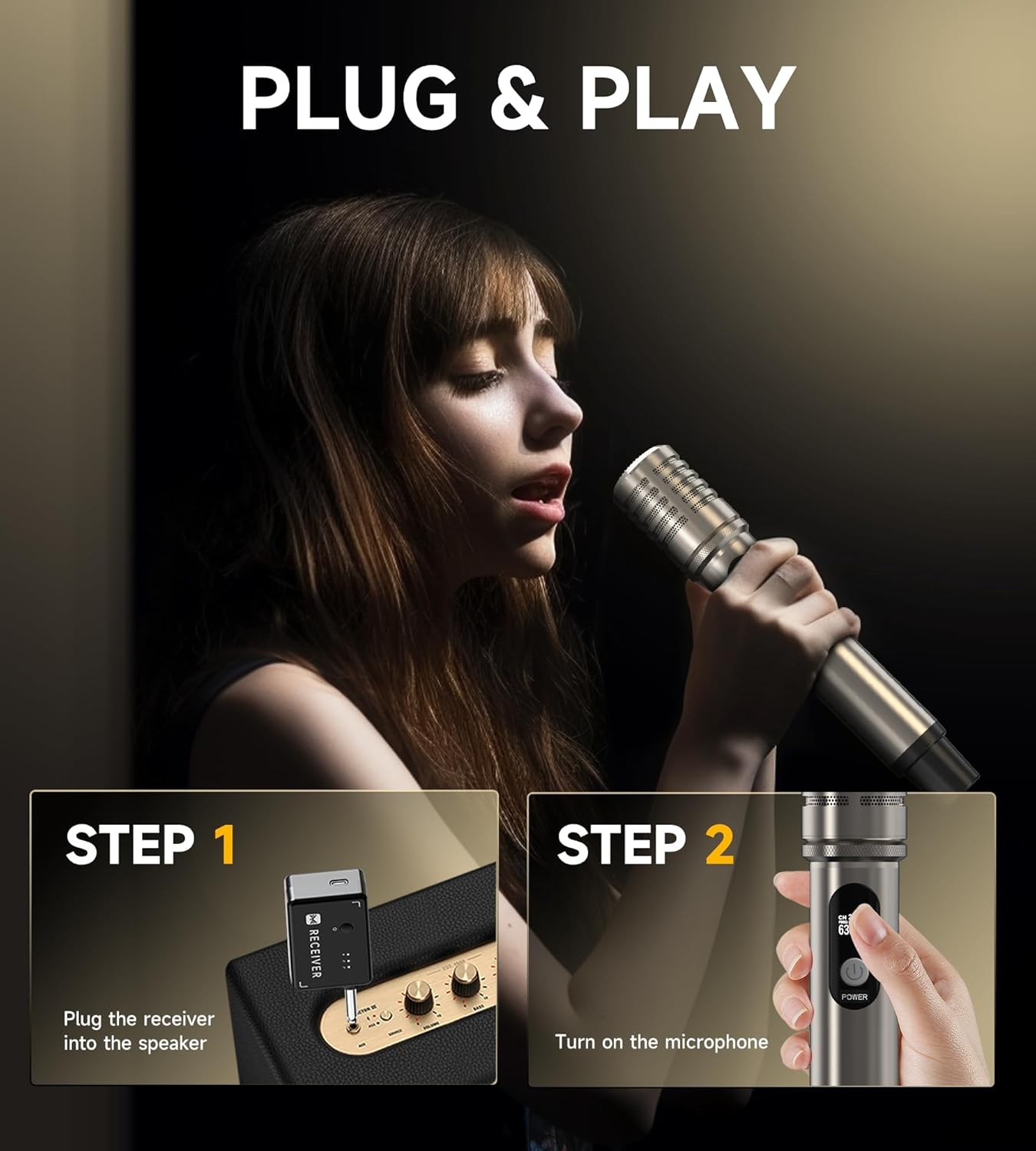 Thumbnail 6 de ECHOMUSSY Wireless Microphones: One-to-One Chip Connection, 40H Battery, 200FT Range