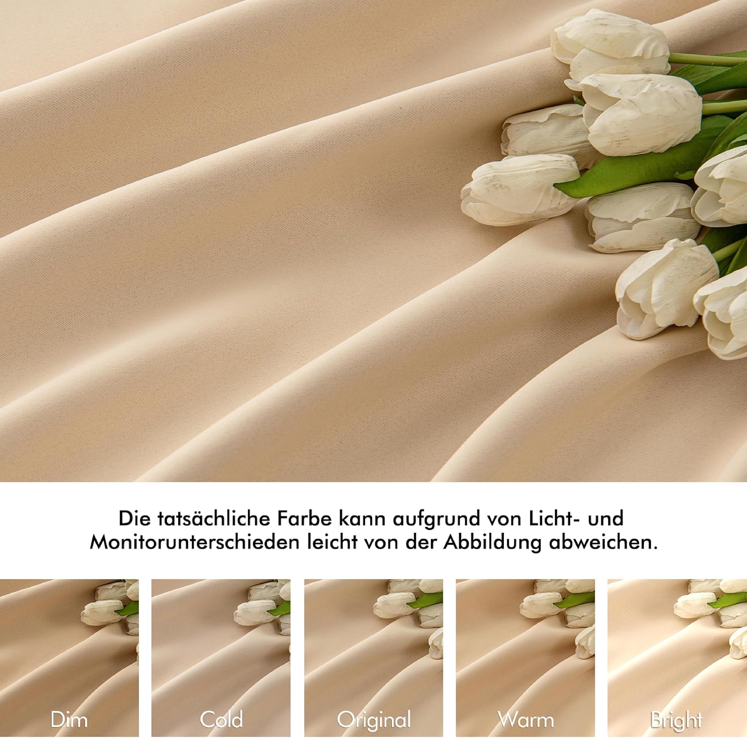 Detalle de MIULEE Verdunklungsvorhänge Dunkelbeige – blickdichte 2er-Set mit Ösen, 245 cm Länge