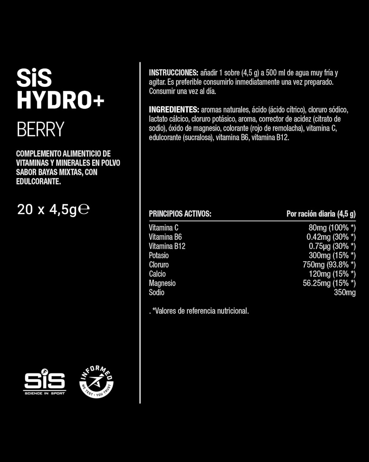 Thumbnail 4 de Science in Sport HYDRO+ Electrolyte Drink Mix 🍓 20 sobres veganos