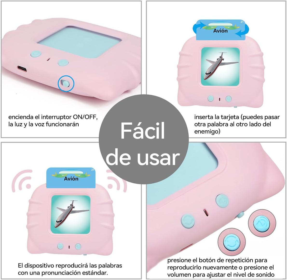 Thumbnail 4 de Tarjetas Flash Parlantes para niños Rosa 1–6 años