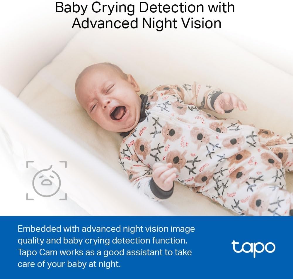 Detalle de Tapo C100 Wi‑Fi Baby Monitor Smart Camera (Indoor CCTV) with 1080p, Night Vision & 2‑Way Audio