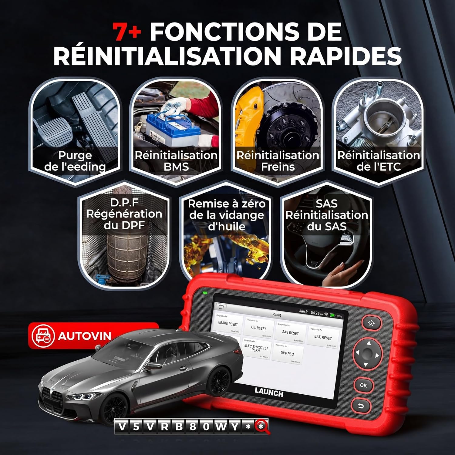 Detalle de LAUNCH CRP123X V3.0 64G – Appareil de diagnostic OBD2 multi-système pour toutes marques
