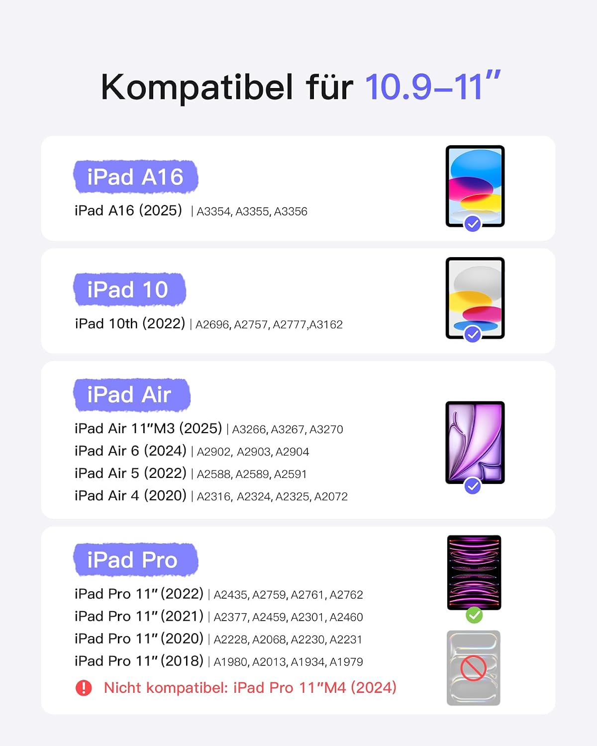 Detalle de Inateck AceTouch KB04122 Tastaturhülle für iPad 10/11 (QWERTZ) – ultraleicht, abnehmbar mit Touchpad