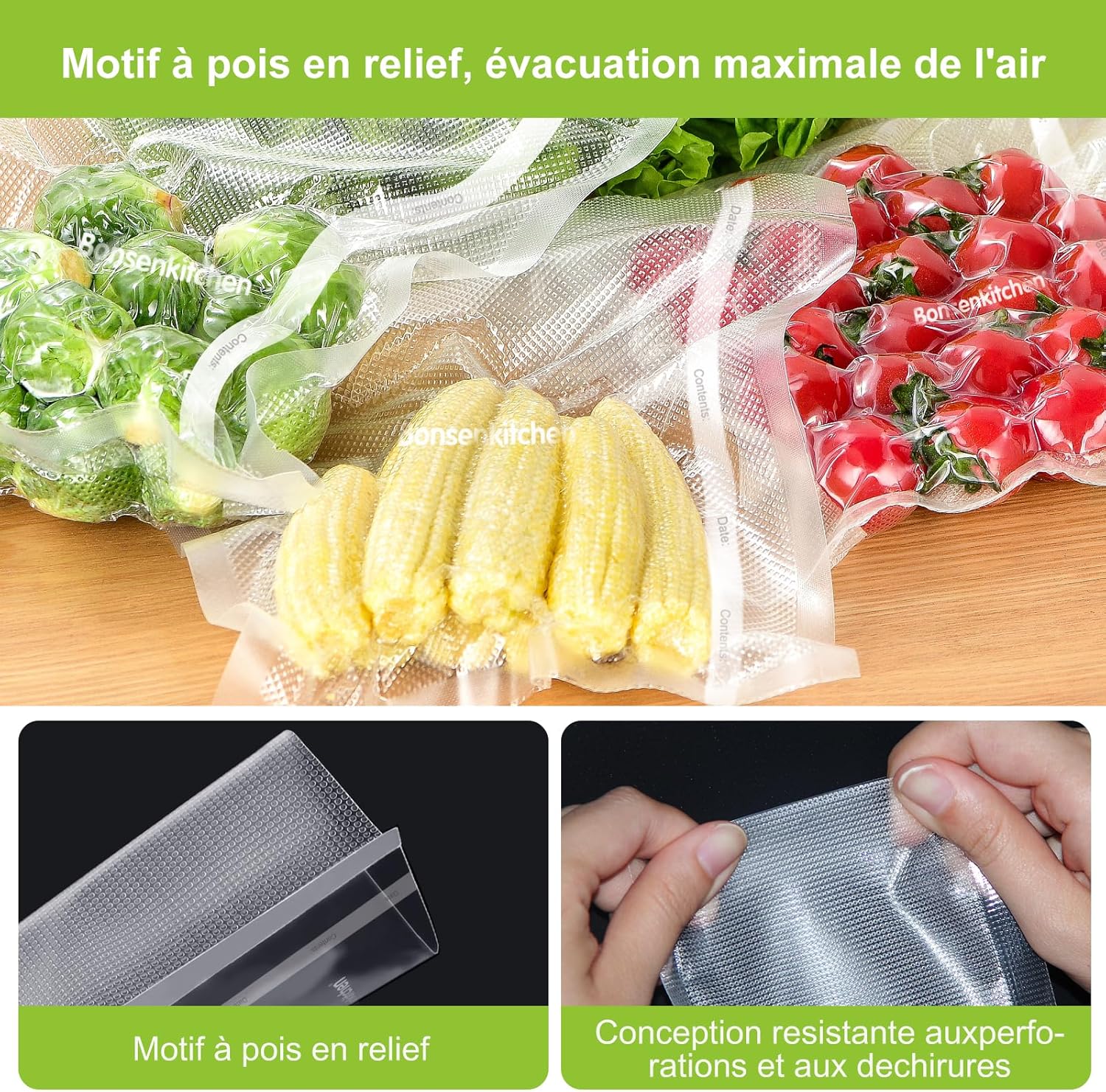 Detalle de Bonsenkitchen VB3207 sacs sous vide 28 cm 🥡