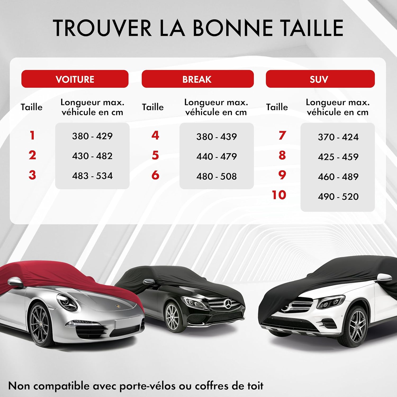 Detalle de WALSER Premium Housse de voiture d’intérieur Indoor Stretch Plus, taille 3, rouge