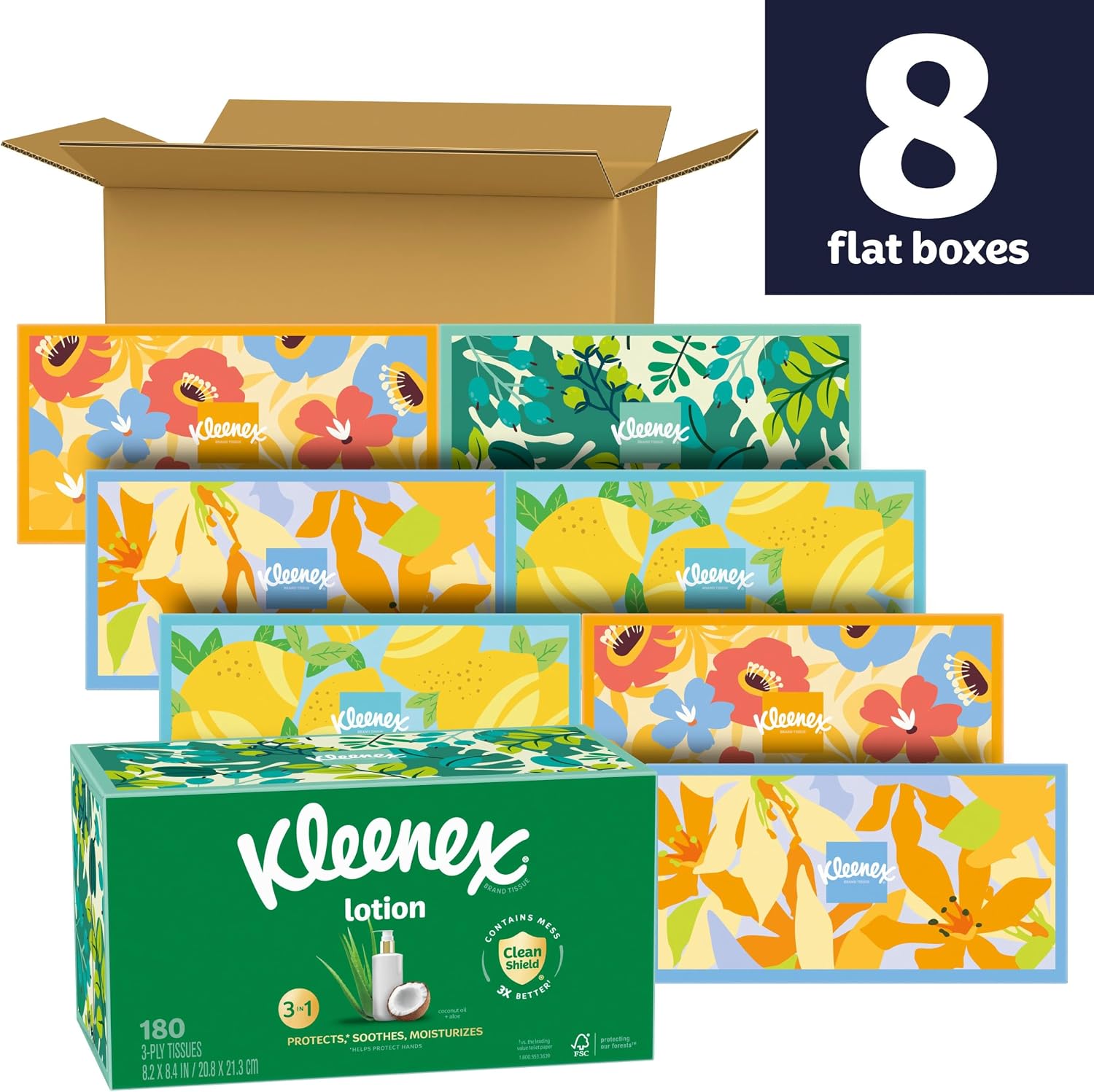 Detalle 2 de Kleenex Lotion Facial Tissues 8-pack 🧻