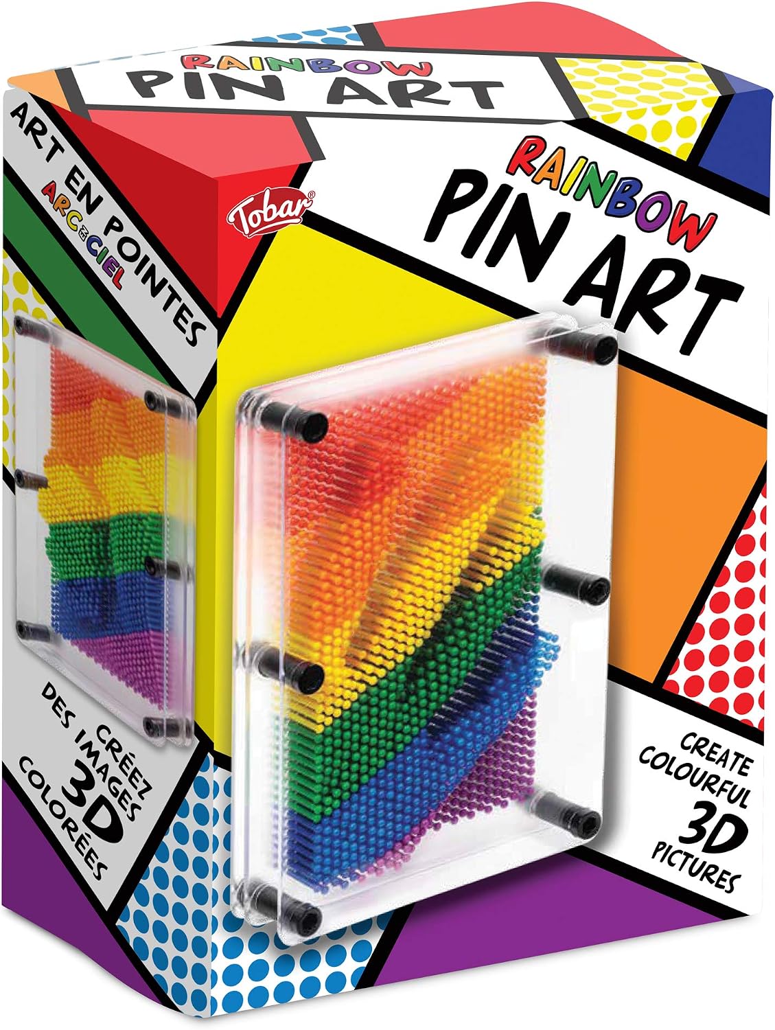 Detalle de Tobar obar-37078 pin-artframe met bijna 700 regenboogkleurige pinnen
