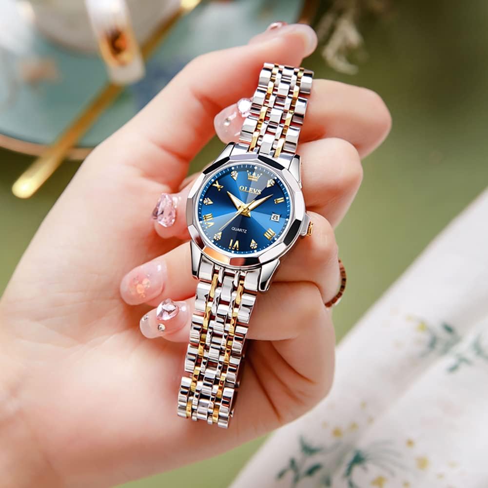 Thumbnail 2 de OLEVS Women’s Analog Quartz Stainless Steel Watch with Day-Date, Luminous Hands & Roman Markers