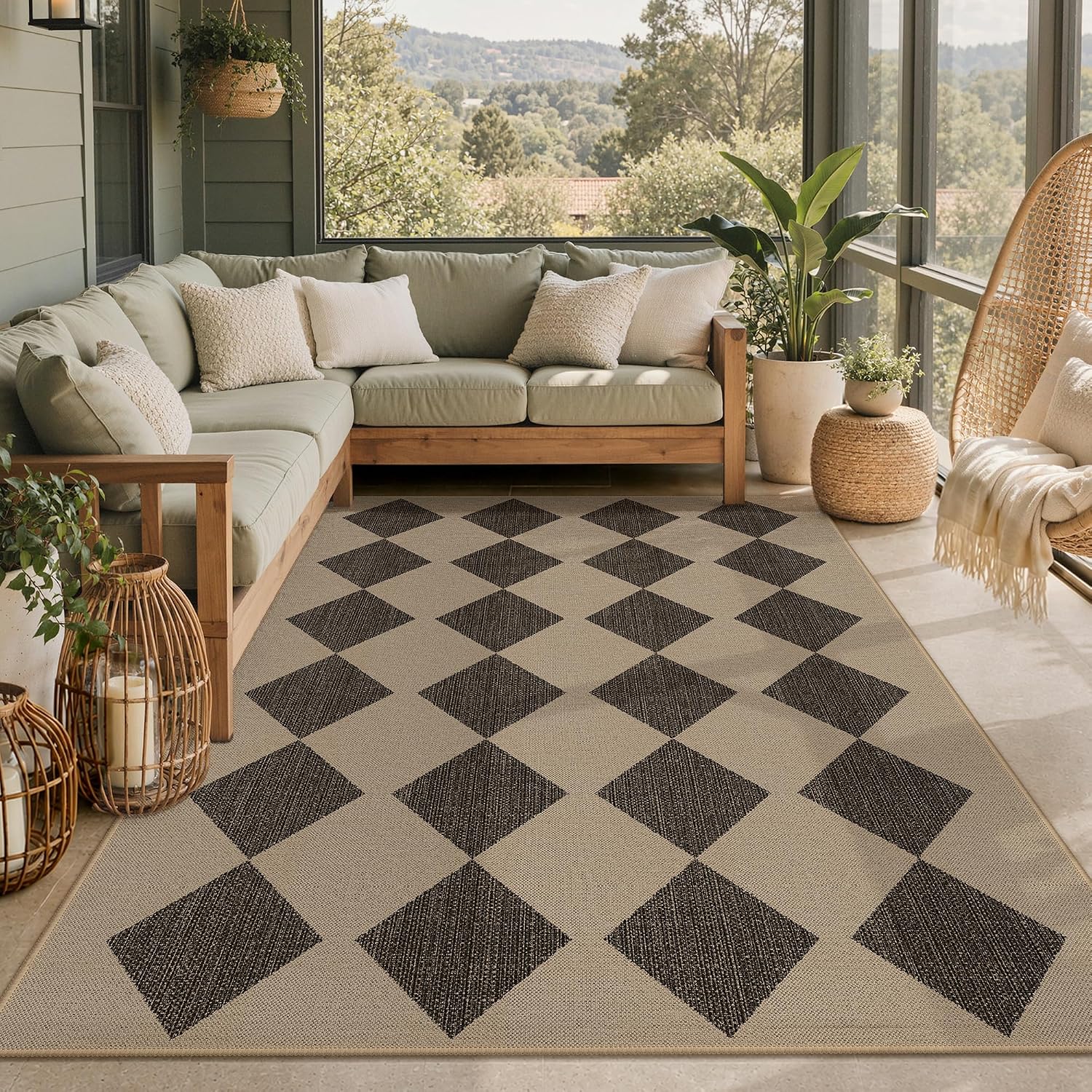 Thumbnail 6 de GENIMO ARM 6x9 Outdoor Rug, Washable Polyester, Charcoal Natural
