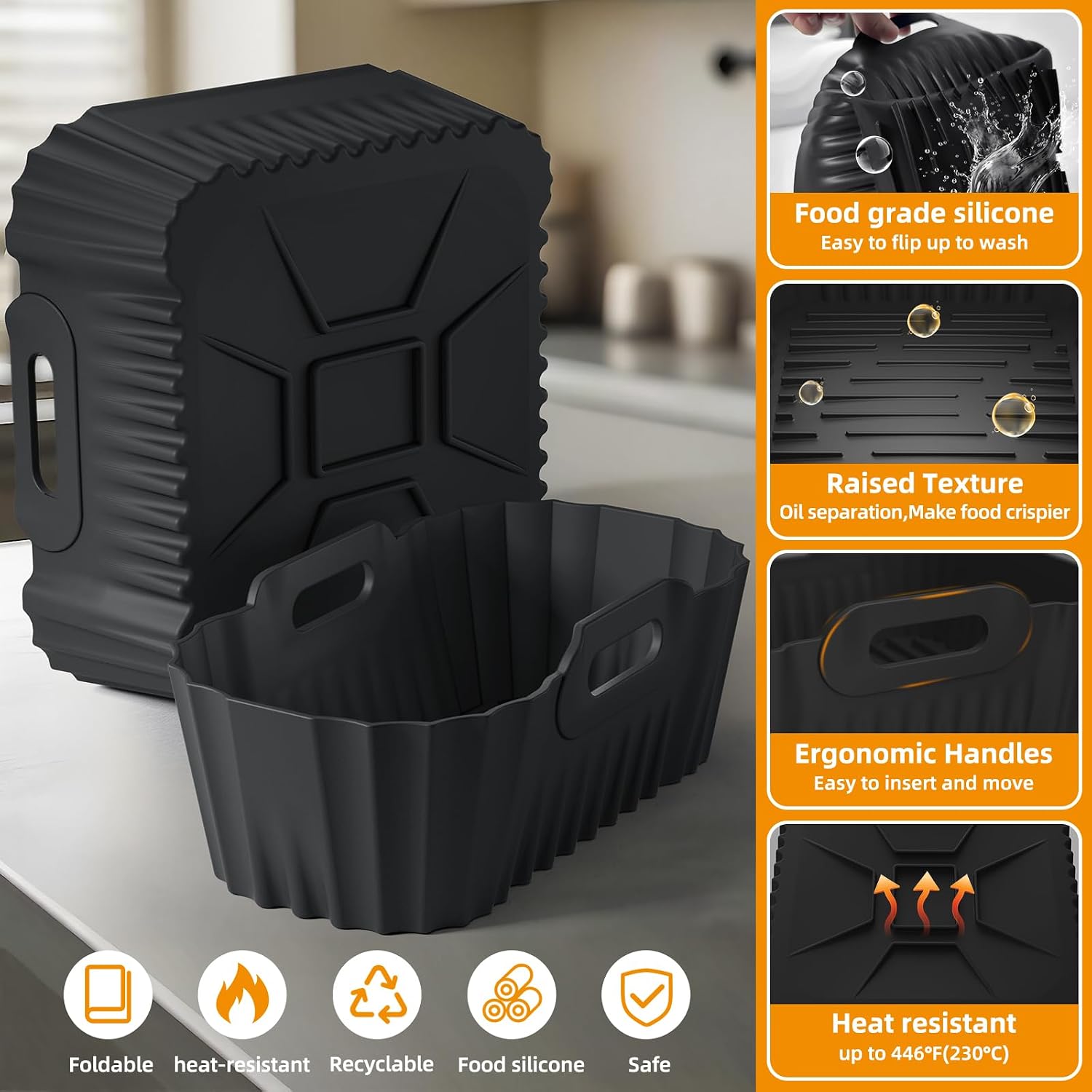 Detalle 1 de HONYAO ZSY322 siliconen bakvormen voor Dual Basket-airfryers, 2 stuks