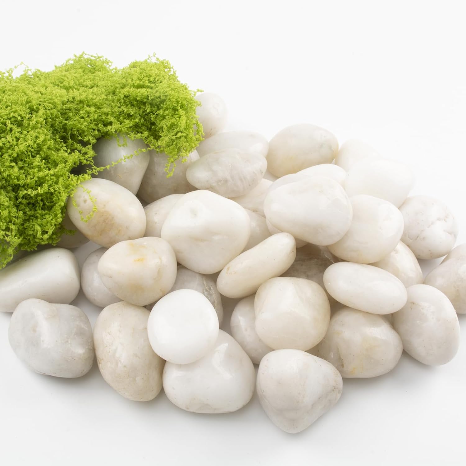 Detalle 1 de LOOIOOJ GM-JP-24 White Decorative River Rocks, 20 lb, 1–2 Inch Polished Stones