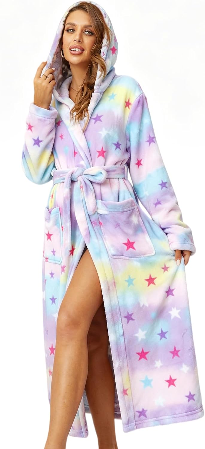 Detalle de RONGTAI B002 Women's Plush Hooded Robe for Cosy Home Comfort