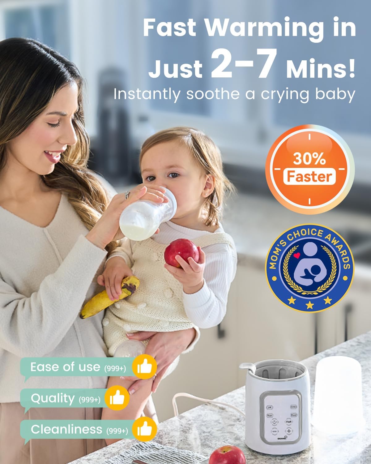 Detalle 2 de Grownsy Bottle Warmer 10-in-1 fast steriliser for bottles