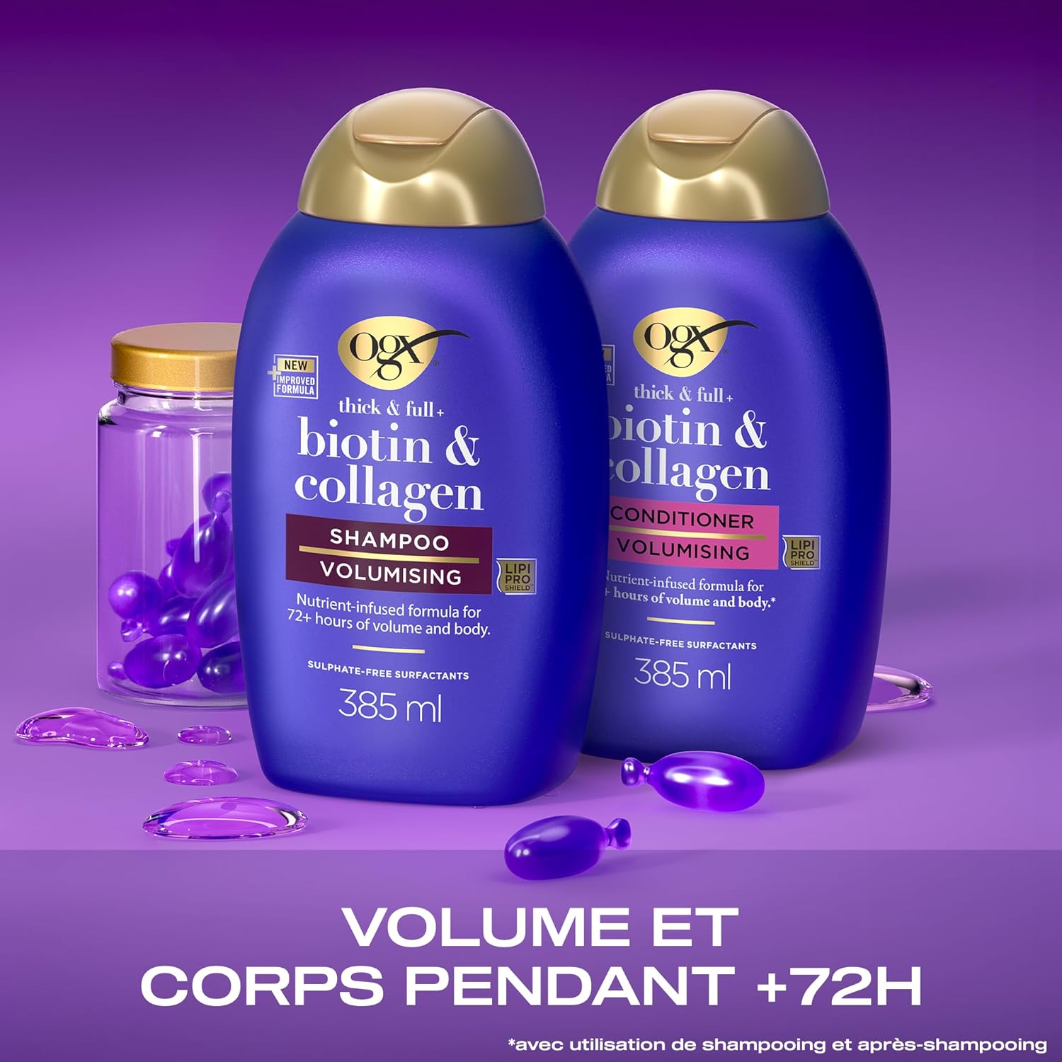 Thumbnail 2 de OGX Biotin & Collagen – Shampooing & Après-Shampooing Volume 72h (2 x 385 ml)