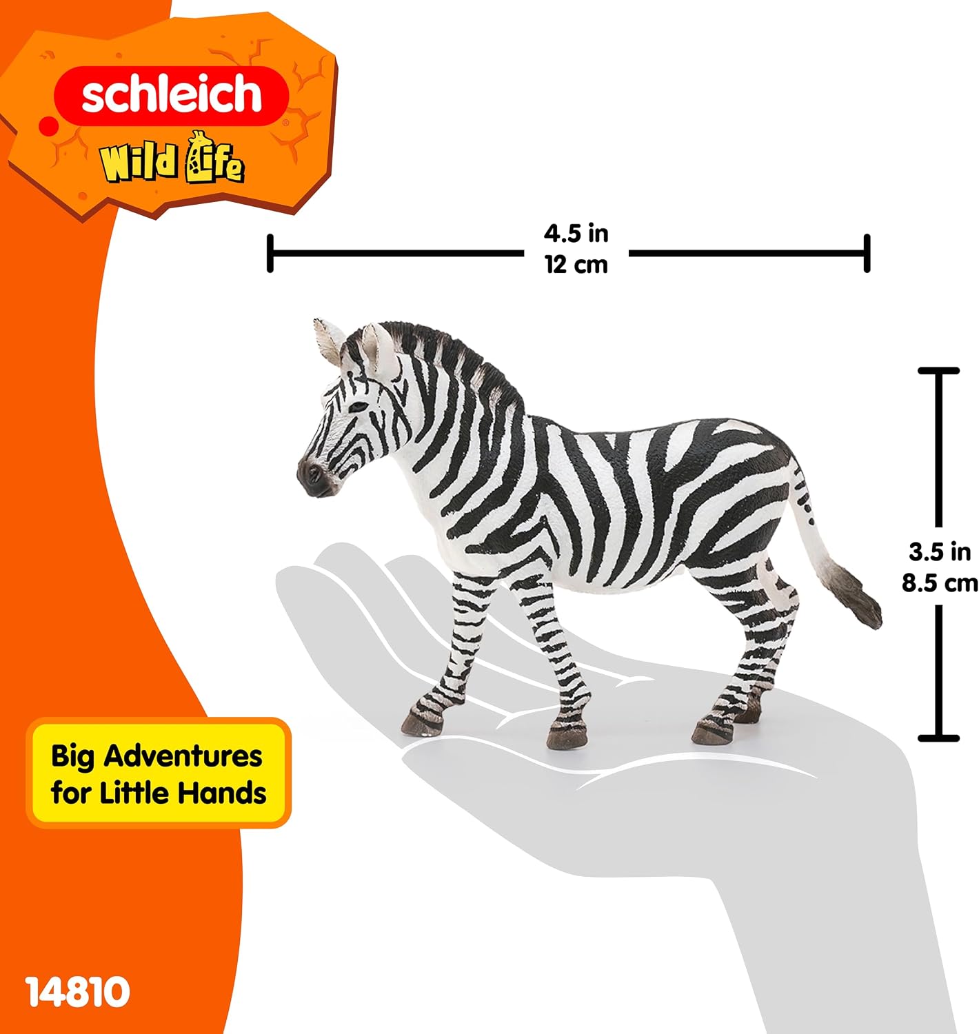 Detalle de Schleich 14810 Zebra, Female, Black – Hand-Painted Educational Figure