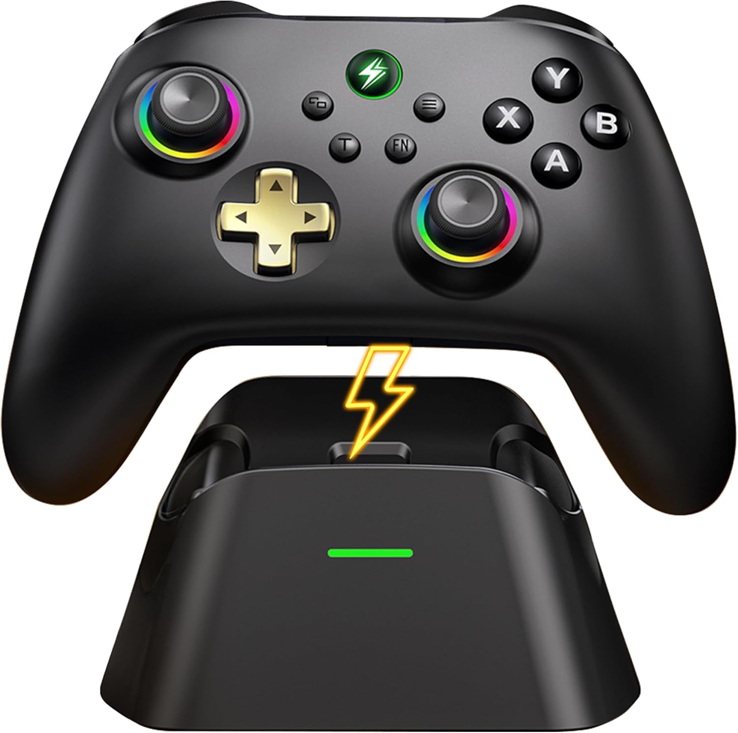 Detalle de HASACOOL PC Controller mit Hall-Effect Joysticks & Ladestation – kabelloser Allrounder für PC, Switch, Android und iOS
