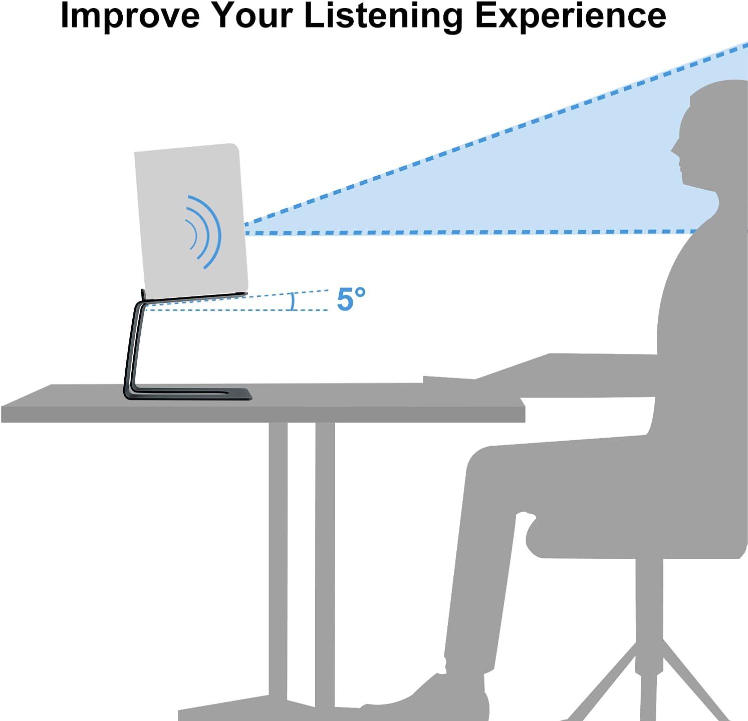 Thumbnail 3 de Ventray Supports d’enceintes de bureau avec inclinaison 5° (paire) — supports moniteur studio anti-vibrations, noir