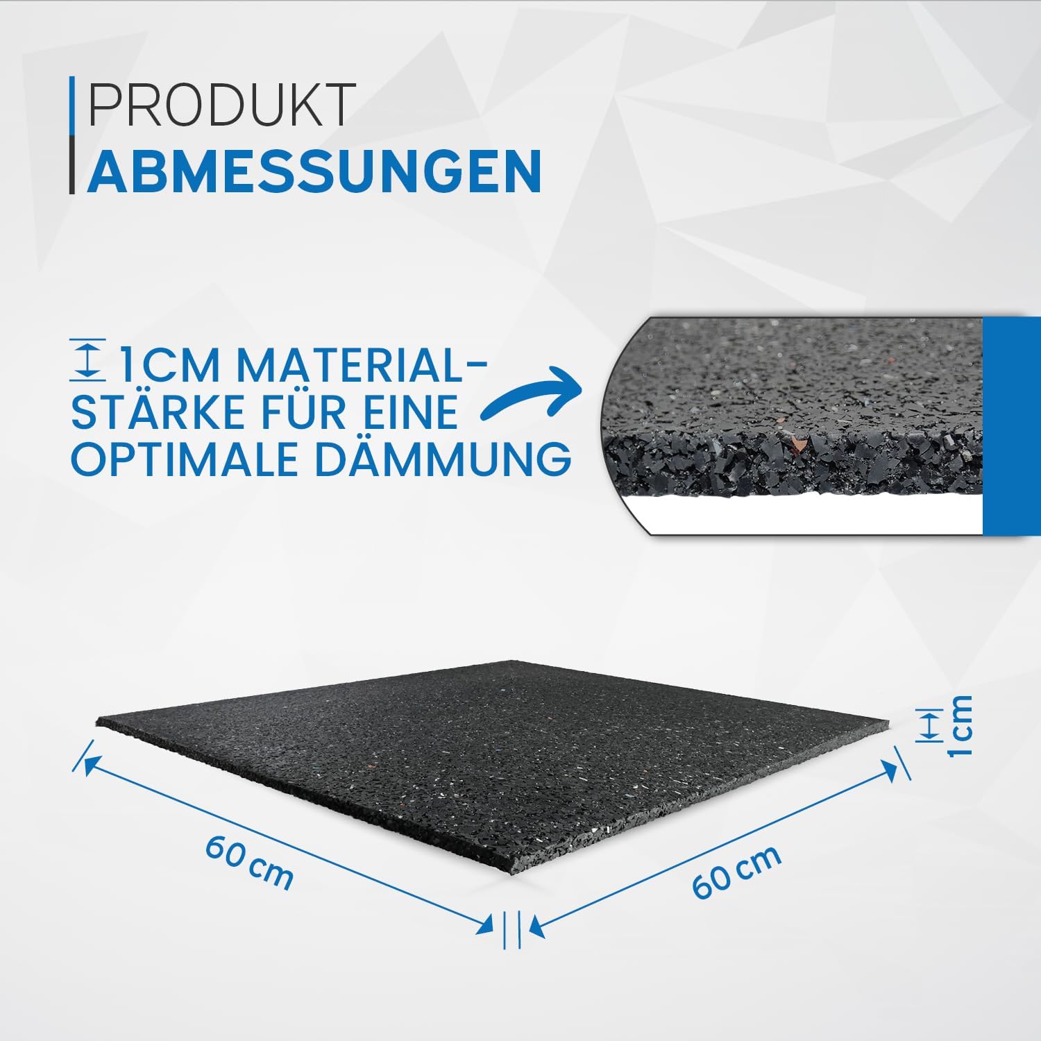 Detalle de kör4u Antivibrationsmatte 60x60x1cm – zuverlässige Schall- und Vibrationsdämpfung