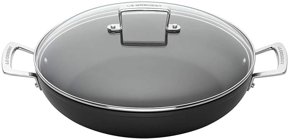 Thumbnail 1 de Le Creuset Toughened Non-Stick 24x5.95cm Shallow Casserole/Braiser with Glass Lid
