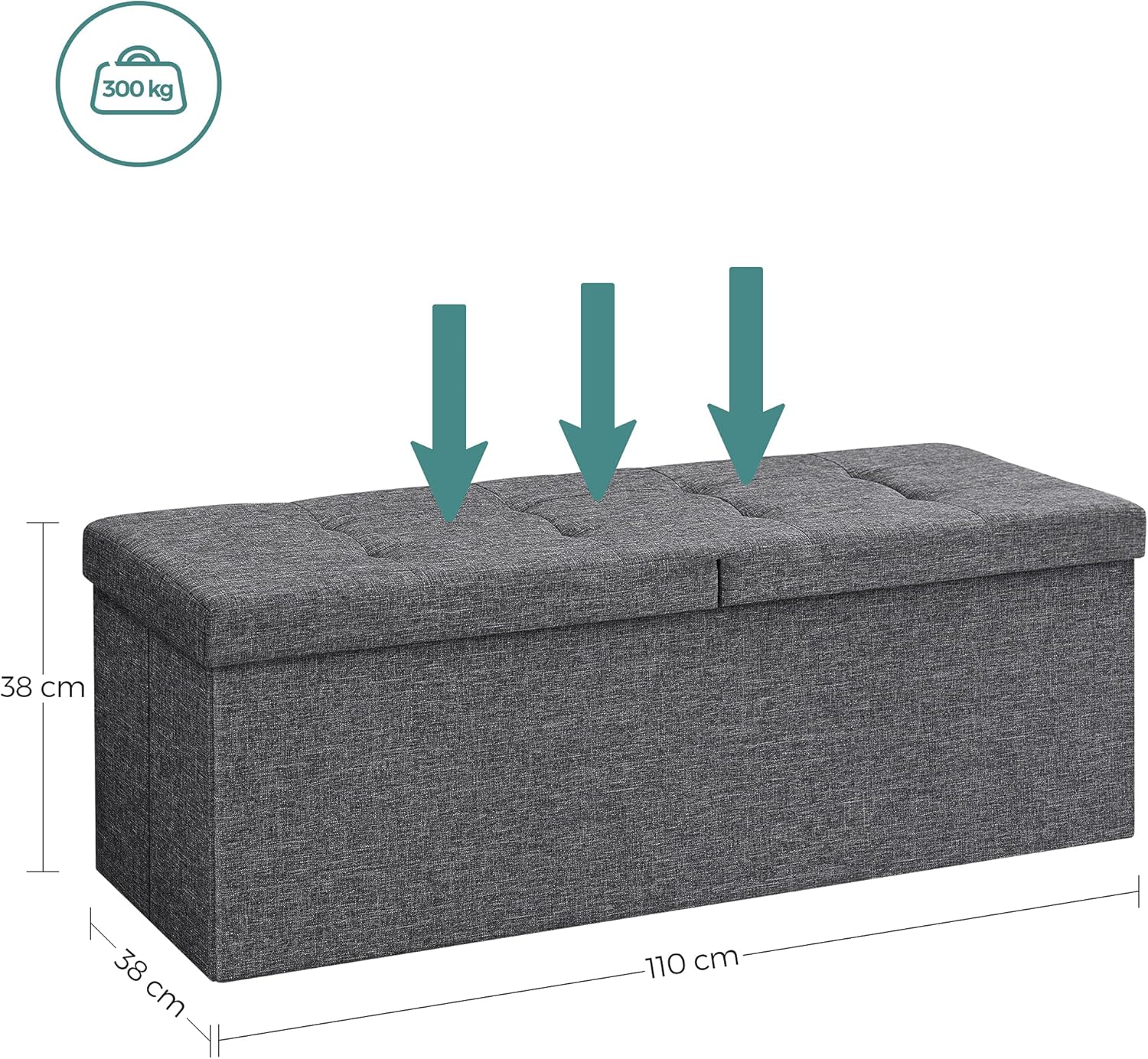 Detalle de SONGMICS Pouf Pieghevole 38 x 110 x 38 cm