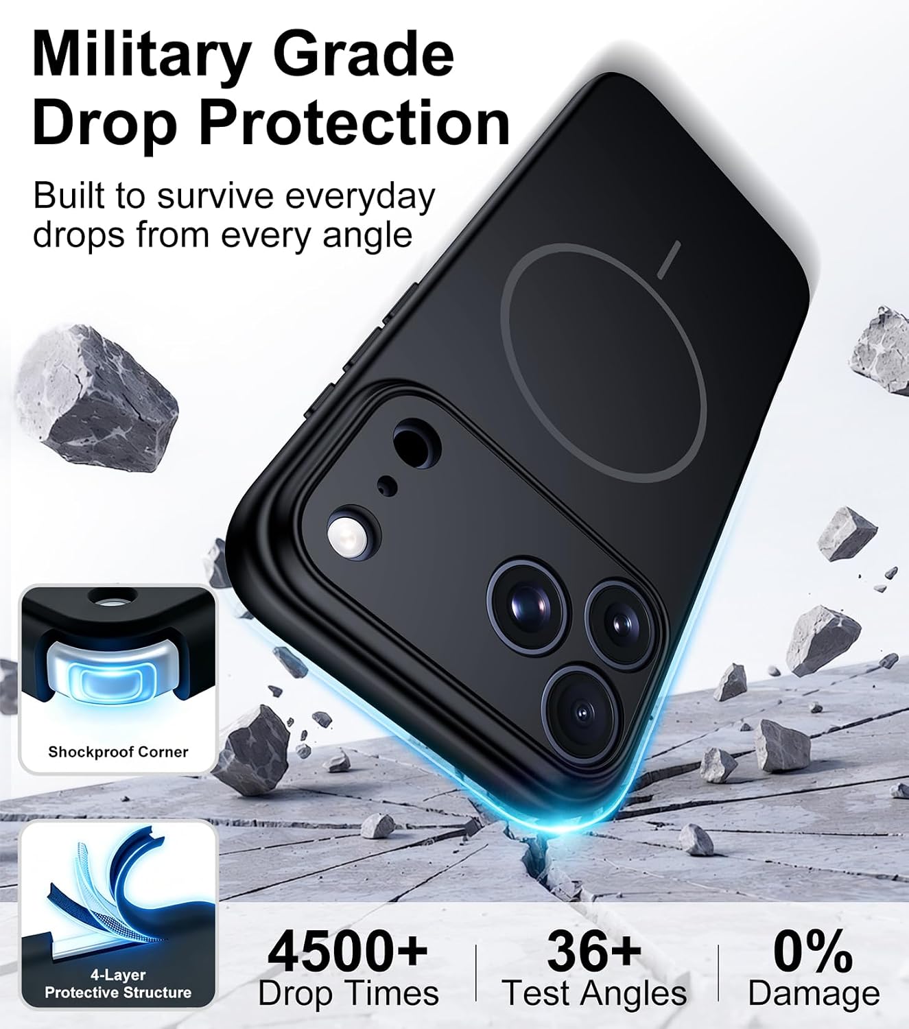 Detalle de hitfine Black Magnetic Case for iPhone 17 Pro Max and iPhone 18 Pro Max, MagSafe