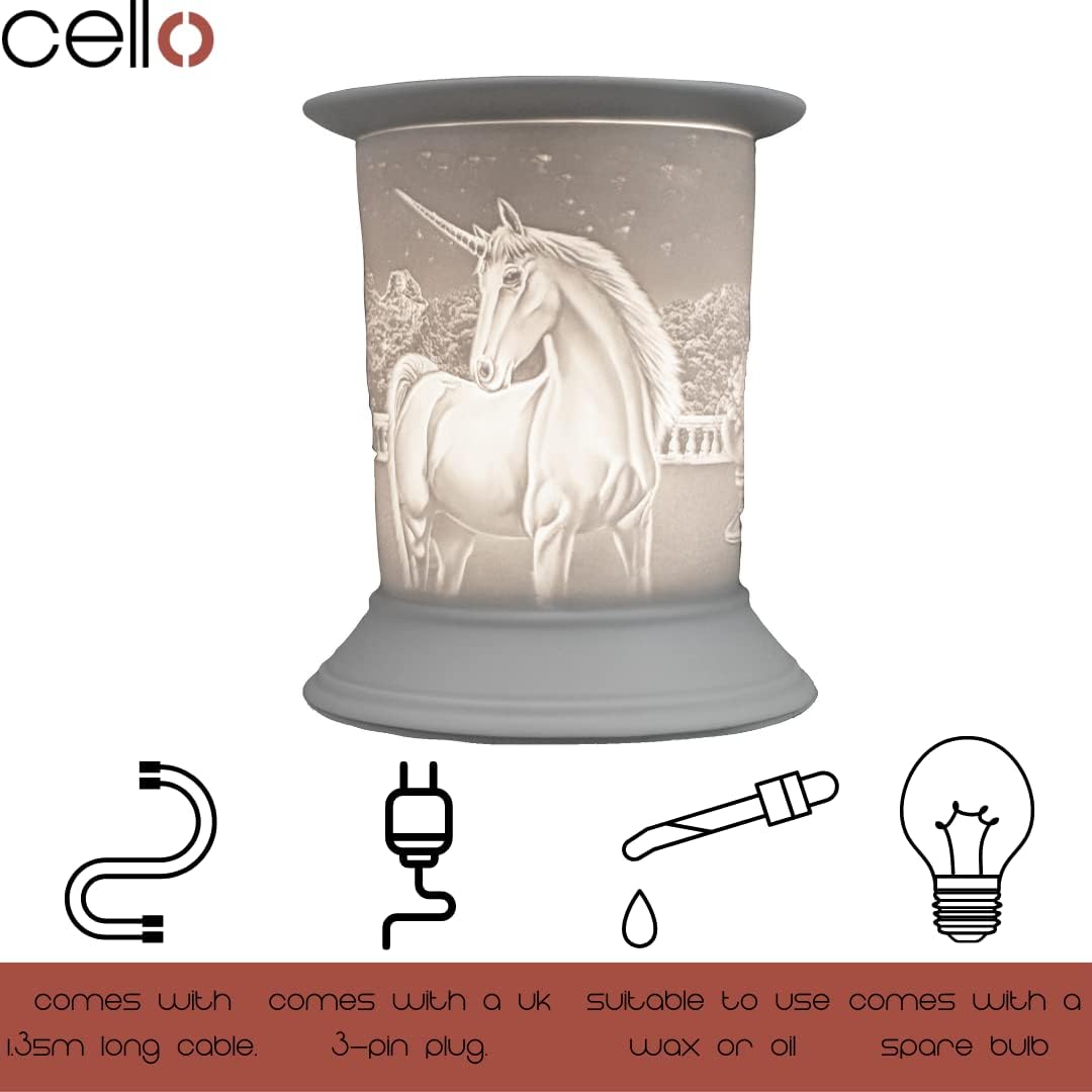 Thumbnail 2 de Cello Porcelain Straight Electric Wax Burner (Unicorn pattern) – electric wax melt & oil warmer