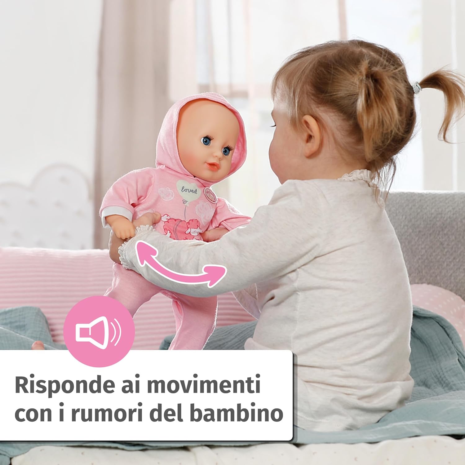 Thumbnail 2 de Baby Annabell Hannah Play with me: la bambola in tessuto interattiva per neonati con 5 funzioni e accessori