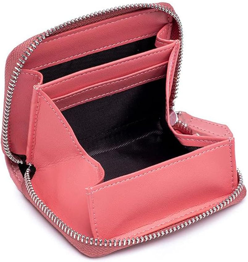 Detalle de AprinCtempsD RFID Blocking Women’s Small Wallet – Pink, Genuine Leather with Coin Pocket