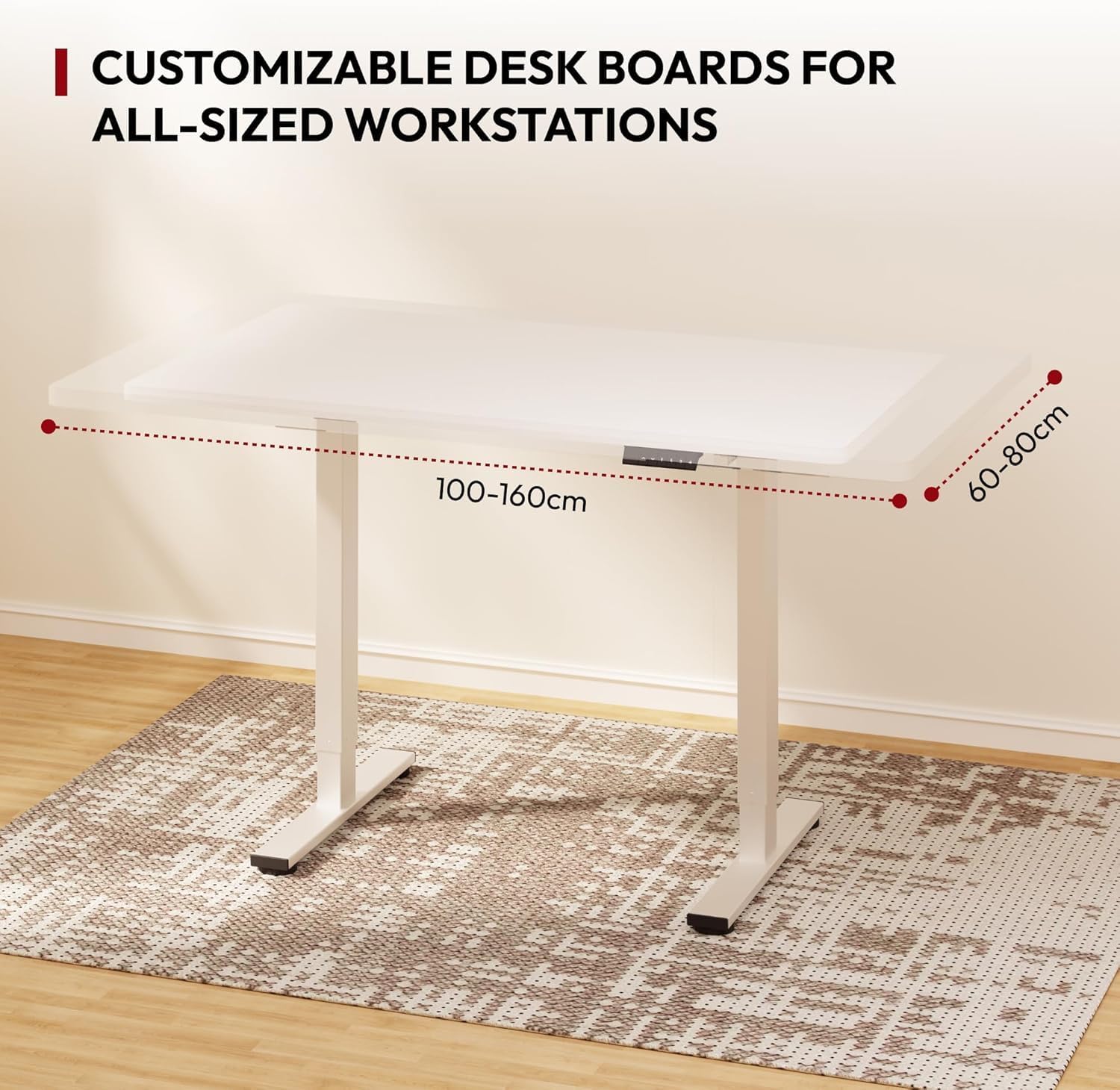 Detalle de SANODESK Q1 Bureau Assis Debout 180 x 80 cm – Plateau FSC, Réglable Électrique, 4 Mémoire, Monobloc