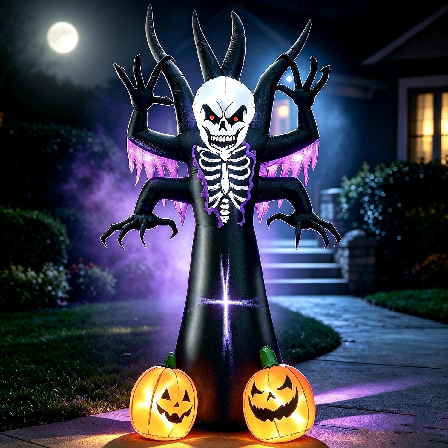 Detalle de Toiyjofe Skeleton Tree 8-Foot Halloween Inflatable with LED Lights