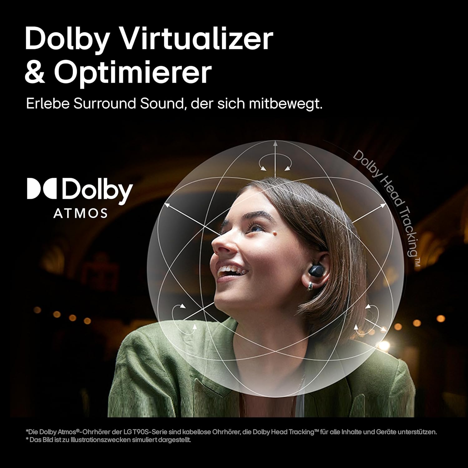 Thumbnail 2 de LG Tone Free T90S In-Ear Bluetooth-Kopfhörer mit Dolby Atmos, Meridian-Technologie und ANC – Schwarz