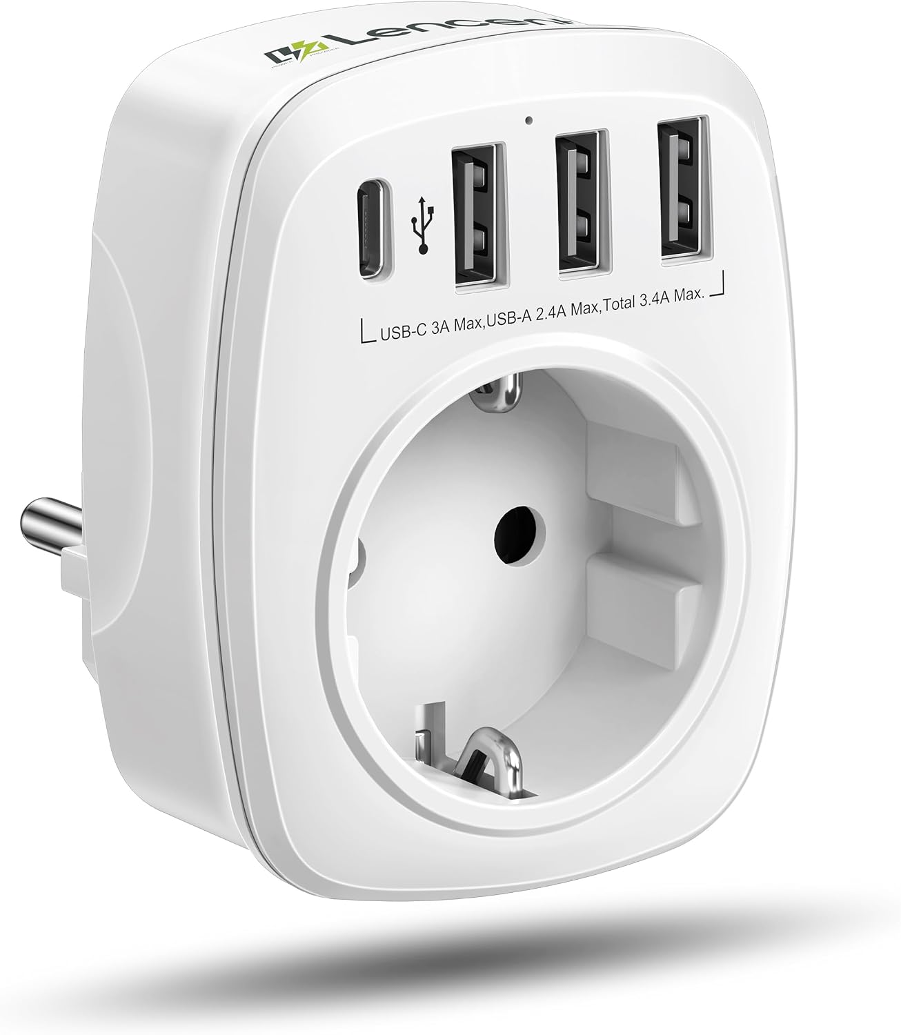 Detalle de LENCENT 5‑in‑1 Steckdosenadapter mit USB und Typ‑C 🔌