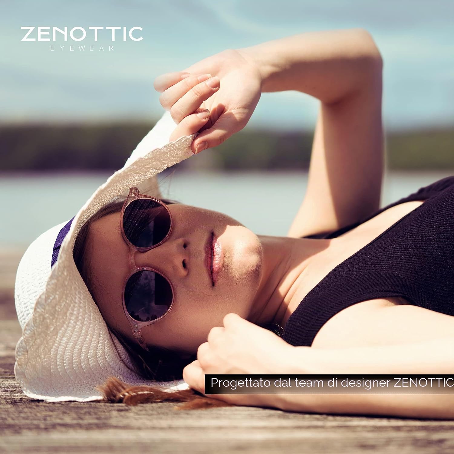 Thumbnail 1 de ZENOTTIC Occhiali da sole polarizzati retrò rotondo – UV400, montatura PC resistente