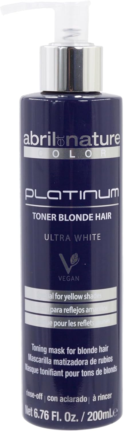 Detalle de abril et nature - Platinum Maschera Professionale per Capelli Biondi, Decolorati e con Meches o Canizie (Neutralizzante Viola) – 200 ml