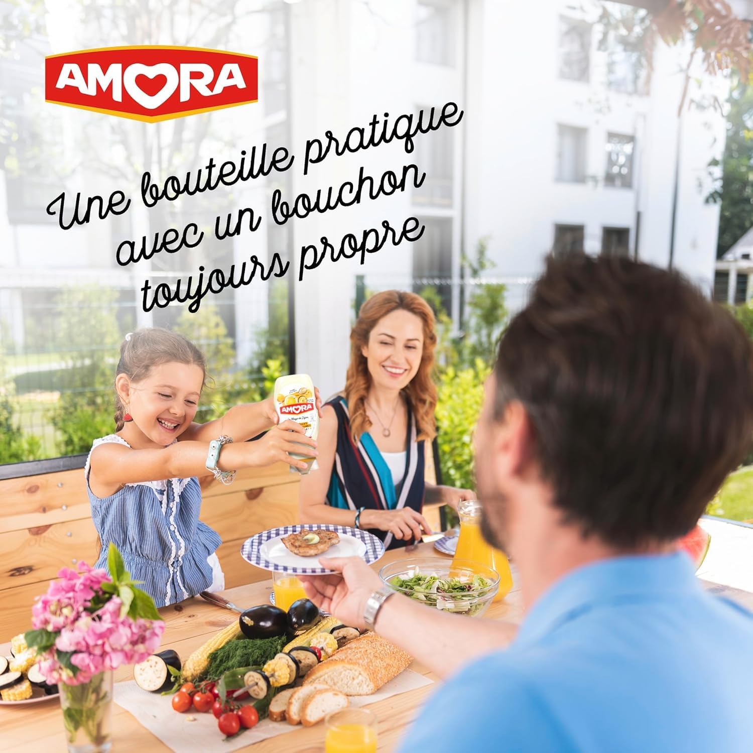 Detalle de AMORA Mayonnaise Dijonnaise 5 Ingrédients – Flacon Souple 400 g, Lot de 3