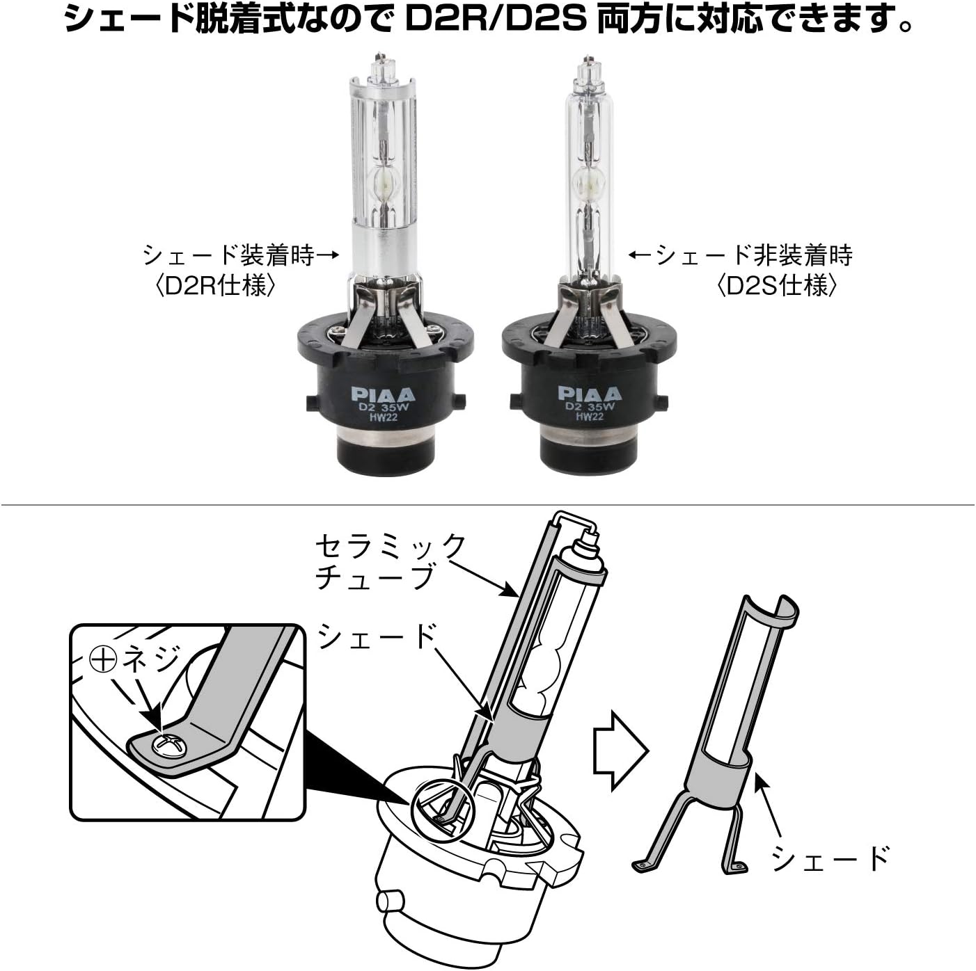 Thumbnail 6 de PIAA HL603 HIDヘッドライト用バルブ 6000K・3000lm、D2R/D2S共用