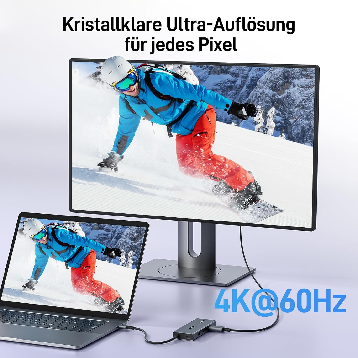 Detalle de Acer USB-C Docking Station 9-in-1: Dual HDMI, PD 100W, SD/TF Kartenleser