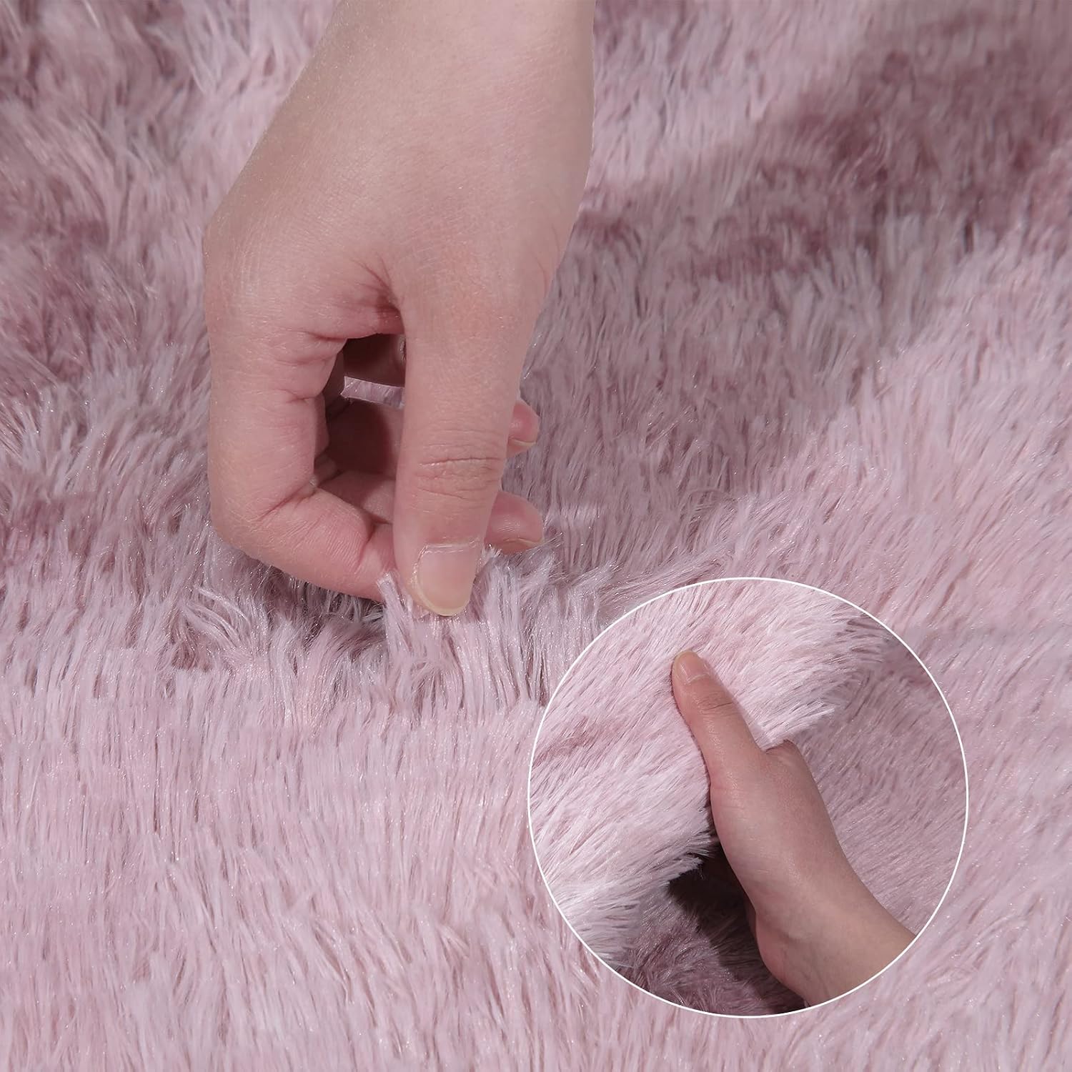 Detalle de Pauwer Zachte pluizige vloerkleden – roze shaggy tapijt, 80 x 160 cm