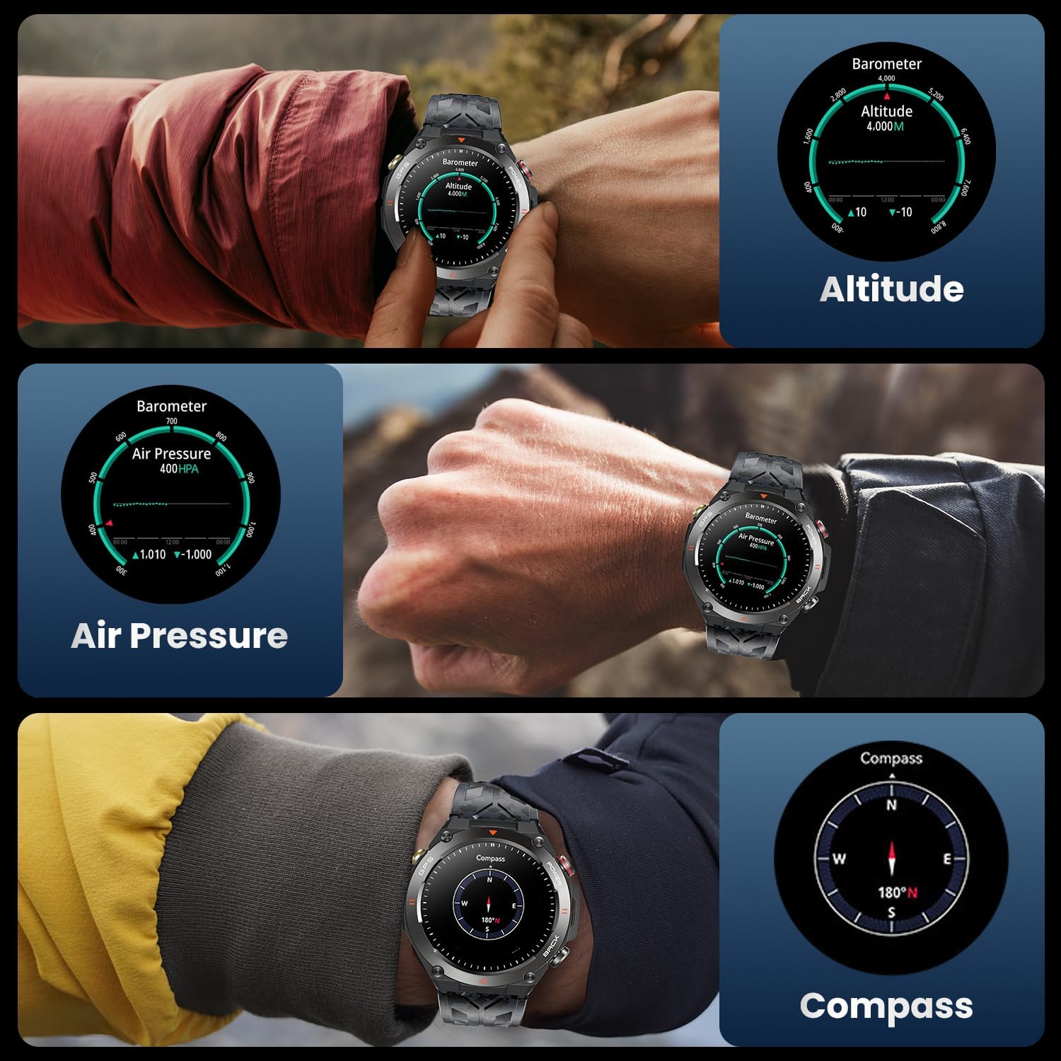 Thumbnail 2 de GPS Montre Homme avec Boussole 1,45" ⌚